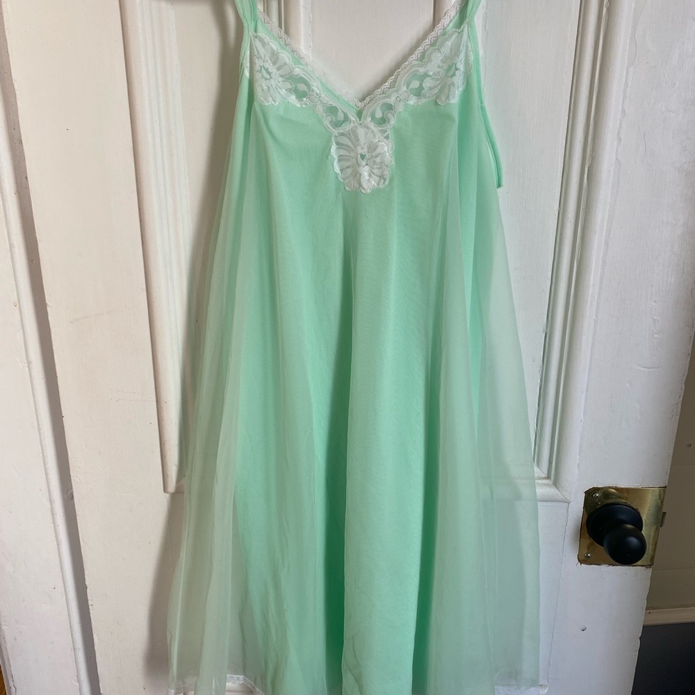 Vintage Lace Trim Babydoll Slip Dress